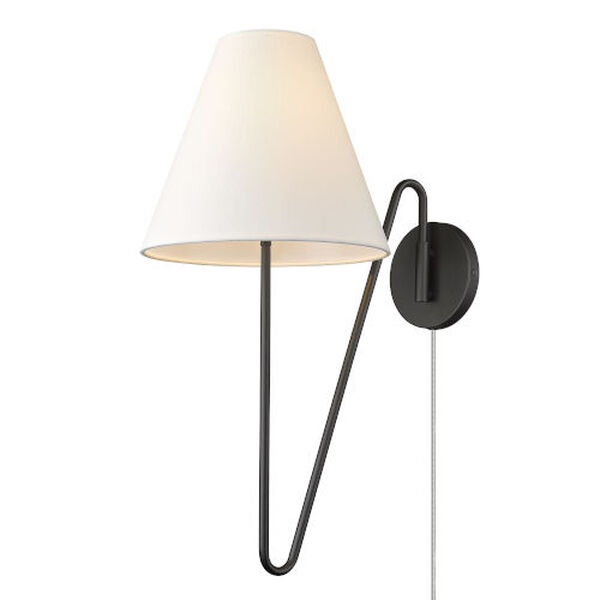 Kennedy Natural Black One-Light Articulating Wall Sconce with Ivory Linen Shade, image 6